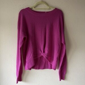 27 Miles Cashmere Pullover Pink Sweater Crew Neck Crop Front M Preppy Luxury